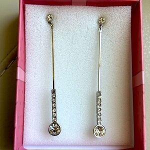 New-long silver and CZ dangle earrings